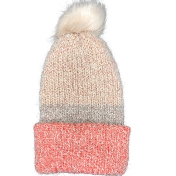 Fuzzy Beanie Super Soft Winter Color Block Knit Hat with Removable Pom Pom main image 8